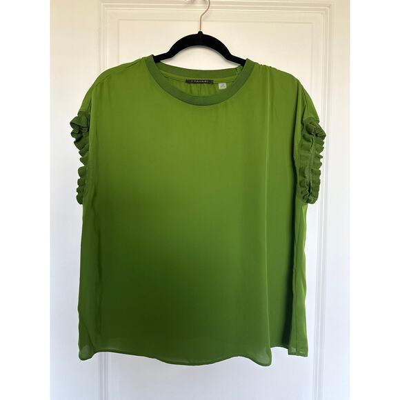 T Tahari Lettuce Edge Popover Blouse, L - Picture 1 of 5